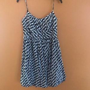 Black and white strapless mid dress